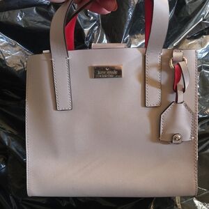 Kate Spade Cream Satchel with Red Accents